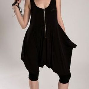 La-El Couture Drop-Crotch Black Jumpsuit Romper